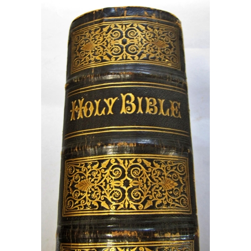 222 - A Victorian family bible (1869) with coloured illustrations, together with a polyglot bible, English... 