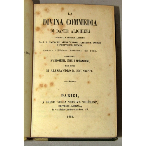 226 - Dante - La Devina Commedia, dated 1855, further copy dated 1816, 6 volumes