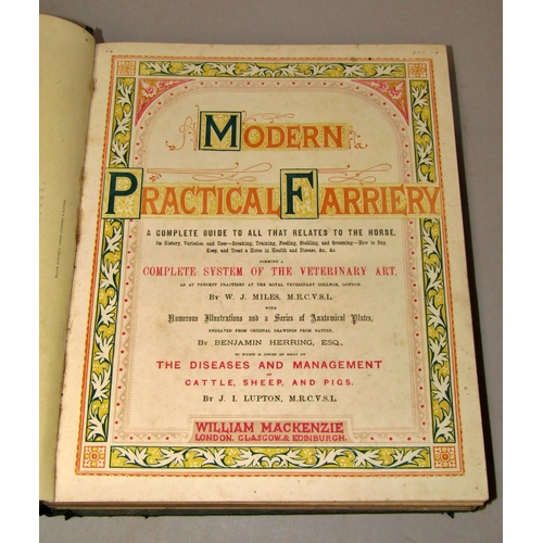 232 - Modern Practical Farriery by Miles, Herring and Upton, with coloured plates, Victorian family bible ... 