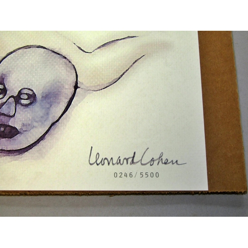 285 - Leonard Cohen related effects to include lithograph number 246/5500 entitled After An Old Photograph... 