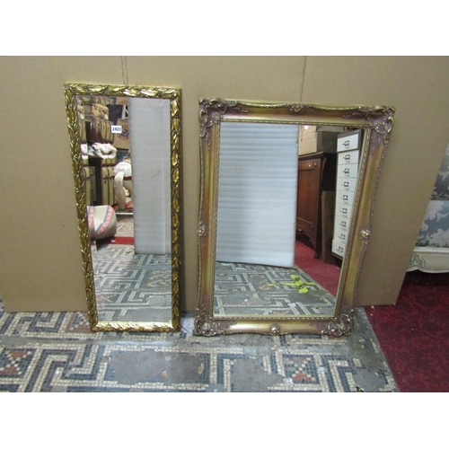 2403 - Two 20th century gilt framed wall mirrors, 62 cm x 90 cm and 93 x 37 cm (2)