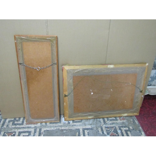 2403 - Two 20th century gilt framed wall mirrors, 62 cm x 90 cm and 93 x 37 cm (2)