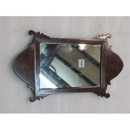 2410 - A miniature fret cut mahogany wall mirror in the Queen Anne style, 46 cm x 27 cm