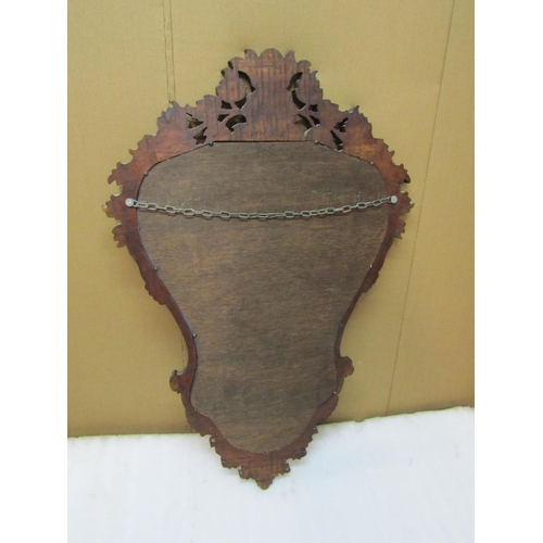 2418 - A carved hardwood wall mirror in the Rococo manner with pierced scrolled and foliate and floral moun... 