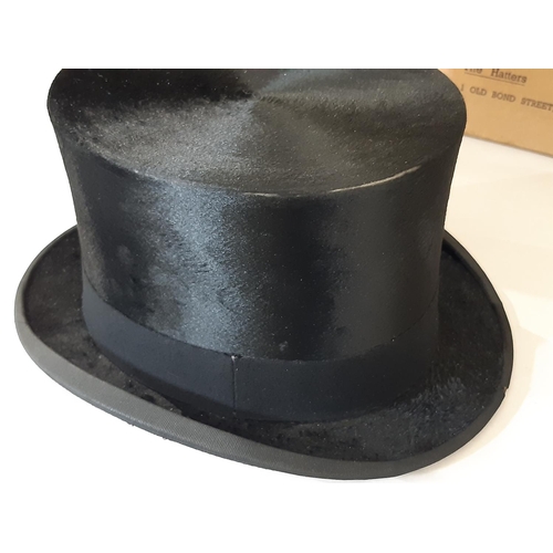 543 - Vintage top hat by Scott & Co, interior size 20.5 x 17.5cm, together with a 1950's bowler hat by Her... 