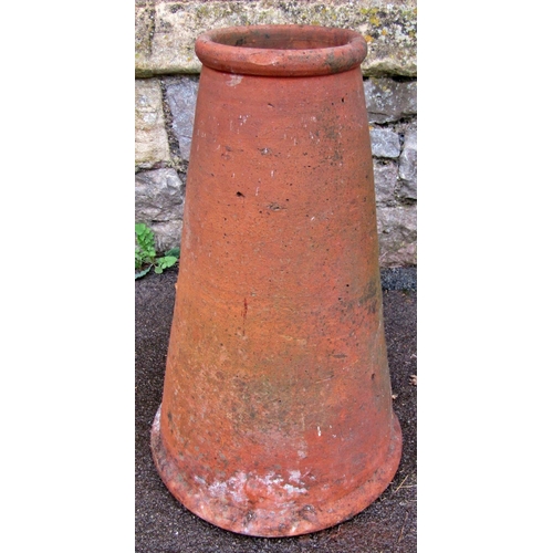 2065 - A old weathered traditional conical shaped rhubarb forcer, 65cm high