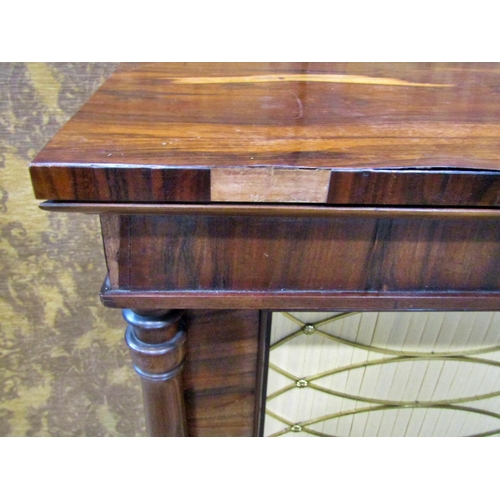 2291 - A Regency rosewood chiffonier, the doors with brass grills and pleated silks, set within column supp... 