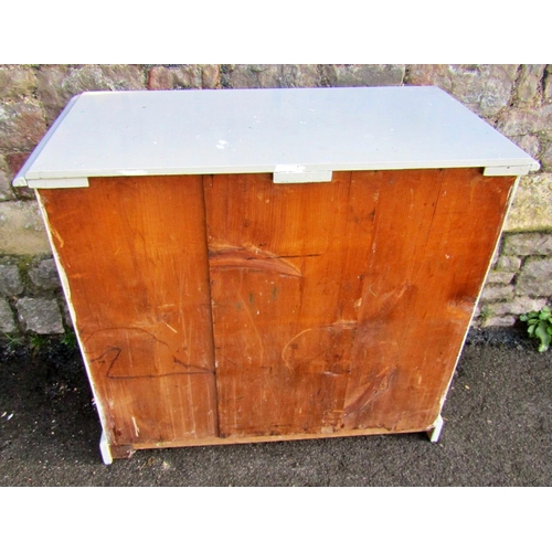 2385 - A Victorian cottage pine chest of two long and two short drawers with original painted finish, 82cm ... 