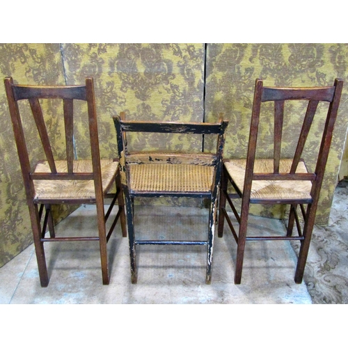 2176 - A Regency stained beechwood curved bar back lightweight open elbow chair with scrolled arms over a c... 