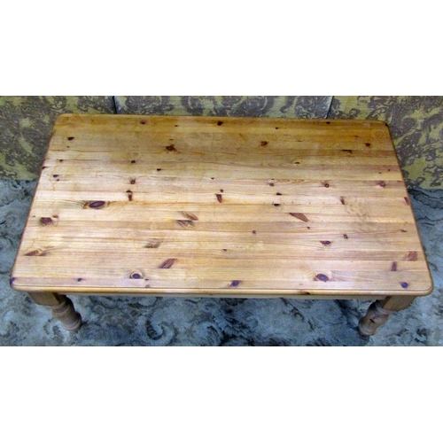 2227 - A contemporary pine occasional table, rectangular on turned supports