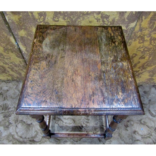 2262 - A Victorian carved oak centre table of square cut form with carved frieze on turned tapering support... 