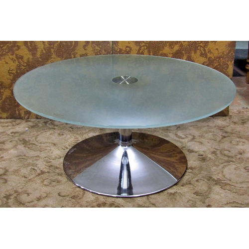 2275 - Two contemporary occasional tables the circular tops in tempered glass raised on turned columns and ... 