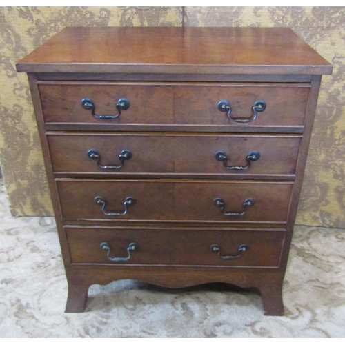 2193 - A small good quality Georgian style mahogany chest of four long graduated drawers with shaped apron ... 