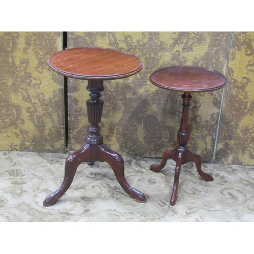 2271 - Two small Georgian style wine tables on fluted columns and tripod bases