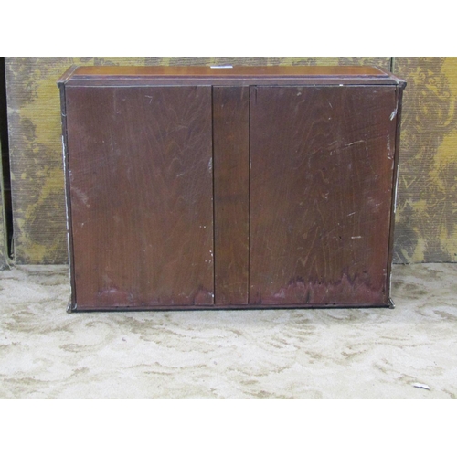 2290 - A small Edwardian mahogany wall mounted display cabinet enclosed by two glazed panelled doors, 54cm ... 