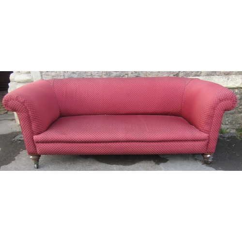 2335 - Late 19th century Chesterfield sofa of usual form with later upholstered finish, 200 cm wide