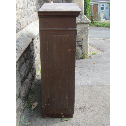 2367 - A Victorian pine wall mounted shop display cabinet with glazed panelled front, set beneath an archit... 