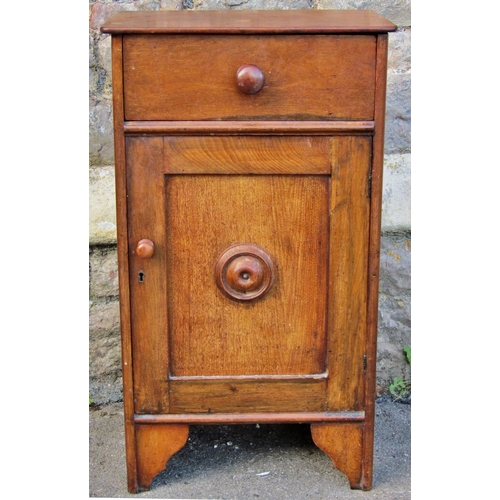 2372 - 19th century mahogany bedside or lamp table enclosed by a door and drawer, 44cm wide, together with ... 