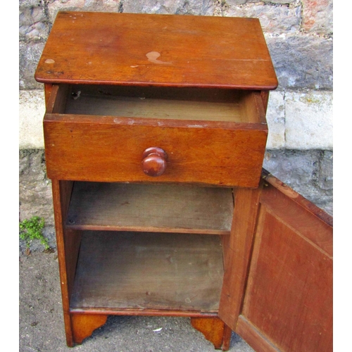 2372 - 19th century mahogany bedside or lamp table enclosed by a door and drawer, 44cm wide, together with ... 