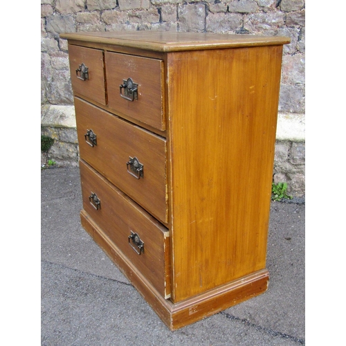 2376 - A late Victorian pine chest of two long and two short drawers with original painted finish, 92cm wid... 