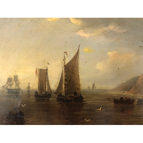 22 - Attributed to Clarkson Stanfield (1793-1867) - Boats leaving the harbour, oil on panel, signed lower... 