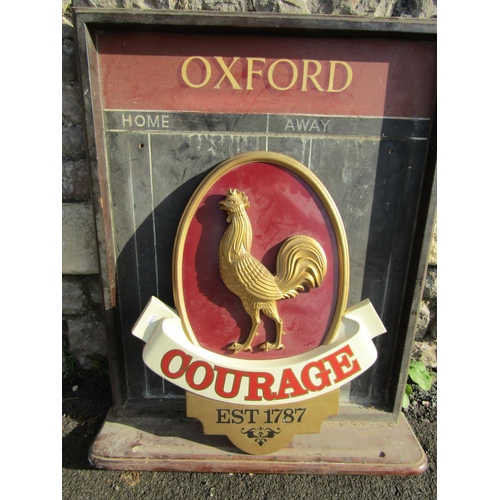 2433 - A vintage public house darts score board with painted finish together with a Courage beer sign