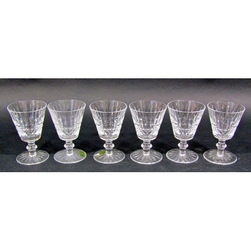 1232 - Six Victorian style etched wine glasses, an elegant Regency style claret jug and six Waterford cut f... 