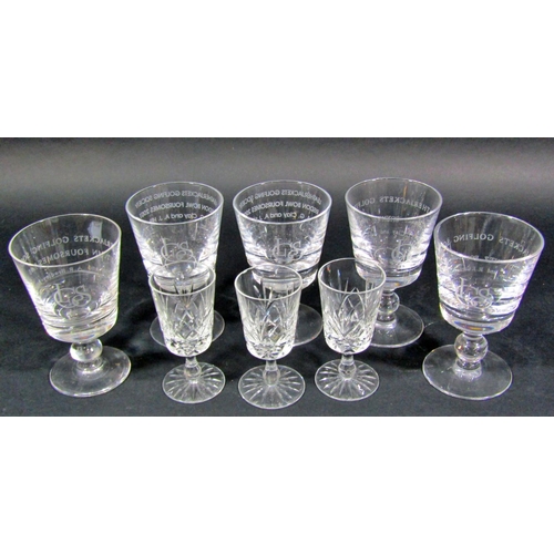 1233 - A mixed collection of 13 modern red and white tall stemmed wine glasses together with water tumblers... 