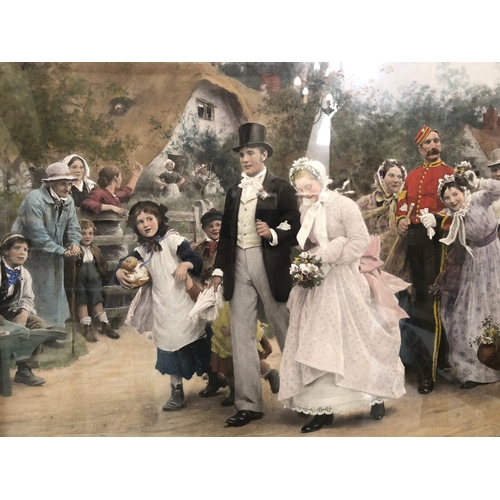 63 - After Samuel Luke Fildes (1843-1927) - 'The Village Wedding', hand-coloured mezzotint, signed and da... 