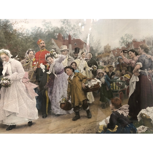 63 - After Samuel Luke Fildes (1843-1927) - 'The Village Wedding', hand-coloured mezzotint, signed and da... 