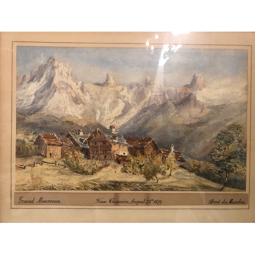 68 - Two late 19th century watercolours of mountains, possibly by the same hand, to include: 'Grand Mouve... 