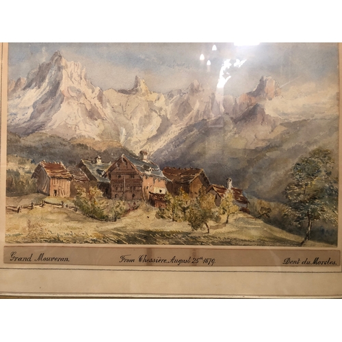 68 - Two late 19th century watercolours of mountains, possibly by the same hand, to include: 'Grand Mouve... 