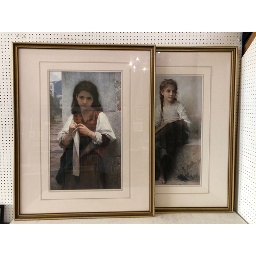 70 - After William Adolphe Bouguereau (1825-1905) - Two modern prints titled: 'Tricoteuse' and 'The Young... 