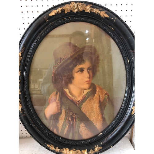 75 - Pair of oval framed portraits, late 19th century oleograph, 44.8 x 36.5 cm, in black painted frames ... 