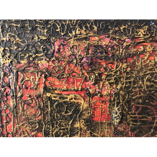 79 - U. Guthrie (20th century) - Abstract painting (1968), signed and dated verso, wax and gold paint on ... 