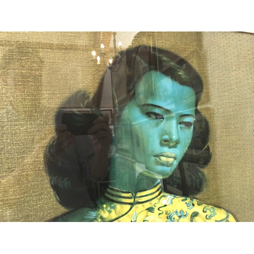 87 - After Vladimir Tretchikoff (1913-2006) - 'Chinese Girl', vintage print, 59 x 49 cm, glazed in painte... 