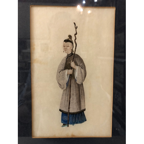 88 - Set of four Chinese paintings of Qing dynasty figures (19th/early 20th century) - depicting a swords... 