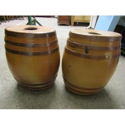 2486A - A pair of 19th century salt glazed barrels of oval form