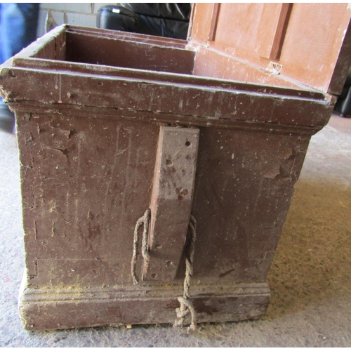 2489 - A 19th century pine seamans chest with later painted finish containing a number of vintage wood work... 