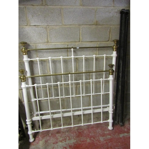 2516 - A Victorian brass and iron double bedstead frame with rails to accept a 4ft 6 mattress