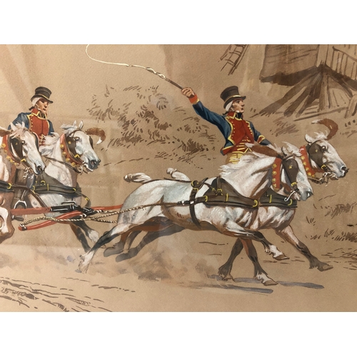 102 - Two prints, to include: De Marcillac (French, 20th C.) - 'La Diligence Au Galop', lithographic print... 