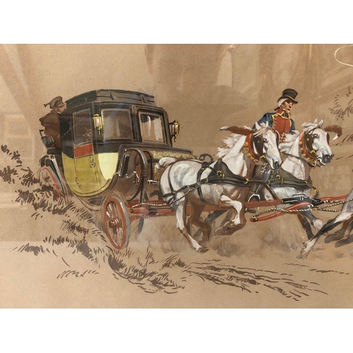 102 - Two prints, to include: De Marcillac (French, 20th C.) - 'La Diligence Au Galop', lithographic print... 