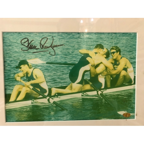 118 - Collection of five prints to include: Three photographs of Steve Redgrave, one signed, together with... 