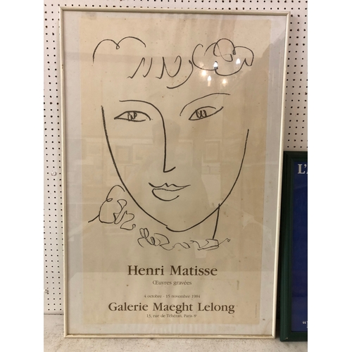 129 - Two vintage Matisse exhibition posters, to include: 'Henri Matisse Oeuvres gravees, Galeris Maeght L... 