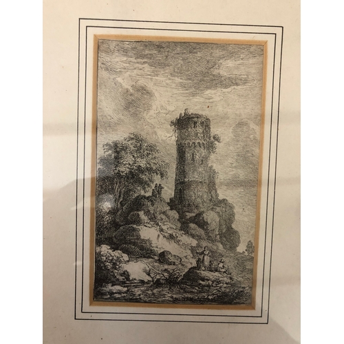 130 - After Jean-baptiste Le Prince (1734-1781) - Two etchings of landscape views with buildings, one titl... 