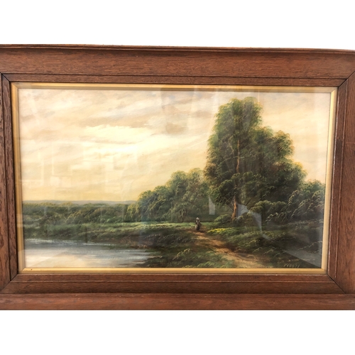 132 - Wood (20th century) - Two countryside landscape scenes, oil on board, both signed below, 38 x 65 cm,... 