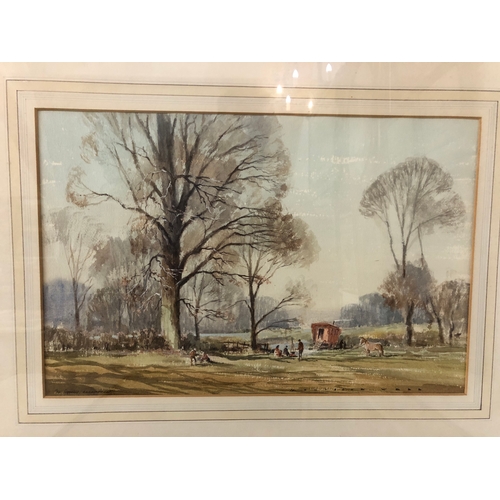 133 - Two framed 20th Century watercolours, to include: Montague Webb (act.1950-1975) - 'The Gypsy Encampm... 