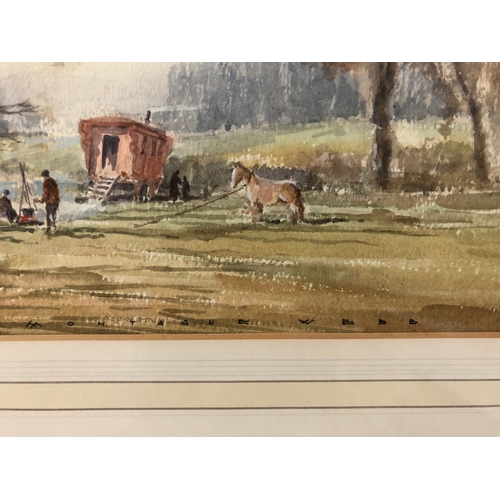 133 - Two framed 20th Century watercolours, to include: Montague Webb (act.1950-1975) - 'The Gypsy Encampm... 