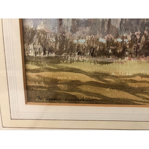 133 - Two framed 20th Century watercolours, to include: Montague Webb (act.1950-1975) - 'The Gypsy Encampm... 