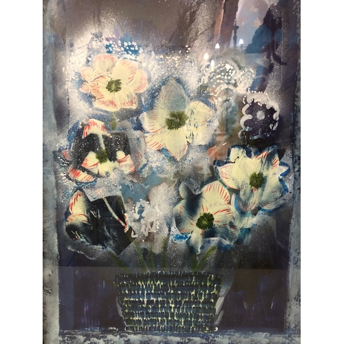 135 - Mary Patten (Contemporary) - Still life with flowers (1984), mixed media, on paper, artist's name in... 